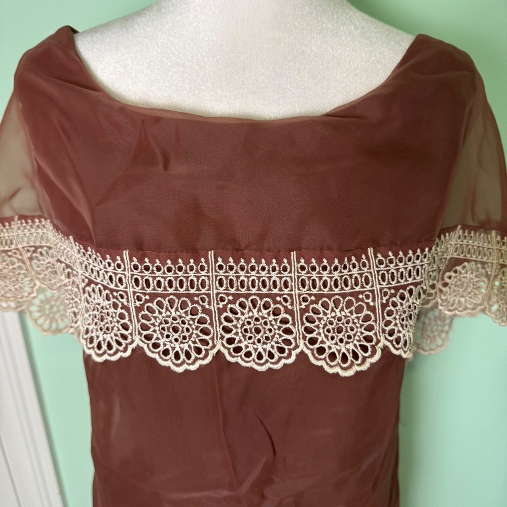 Vintage Pixie of California Sheer Lace Cape Dress Babydoll 60s 70s Fairy Mini - Picture 7 of 8